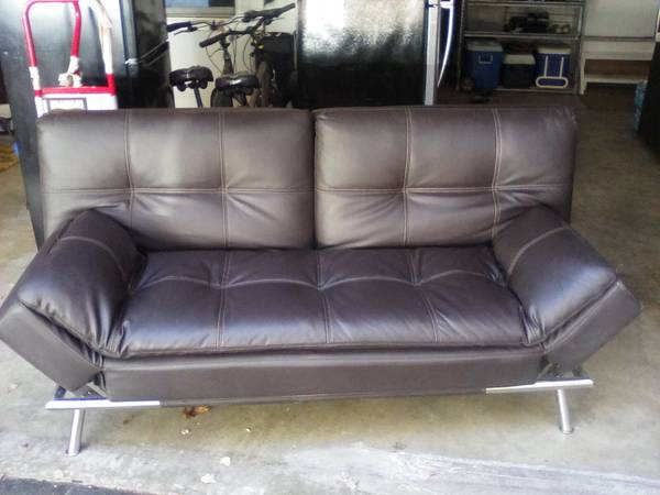 Brown vinyl couch 1