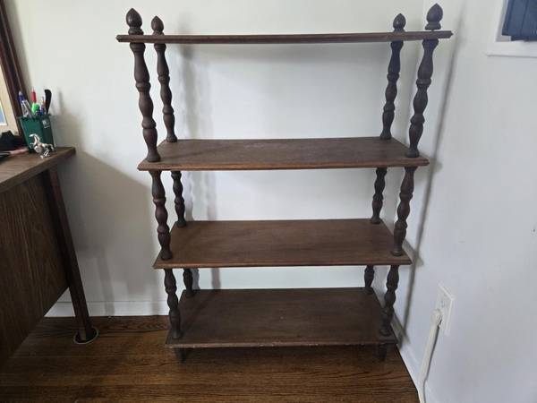 Antique Spindle Wood 4-Tier Etagere Shelf 1