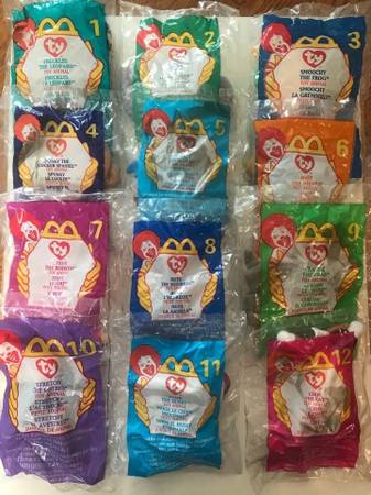 1999 TY McDonald’s Teenie BEANIE BABIES Complete Set of 12 Plush Happy 1