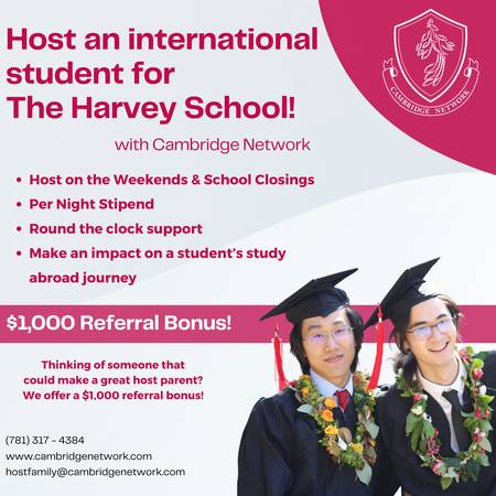 Host an International Student on the Weekends - $500 per month! 1