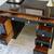 Lacquered Sligh Co. Vintage Pedestal Desk with Black Lacquer Base & Da 3 thumbnail