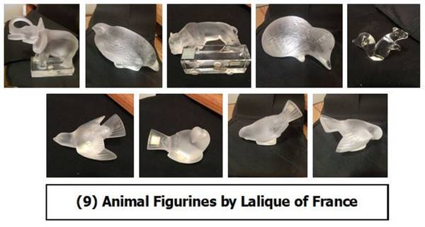 9 Lalique Figurines: Like-new 1