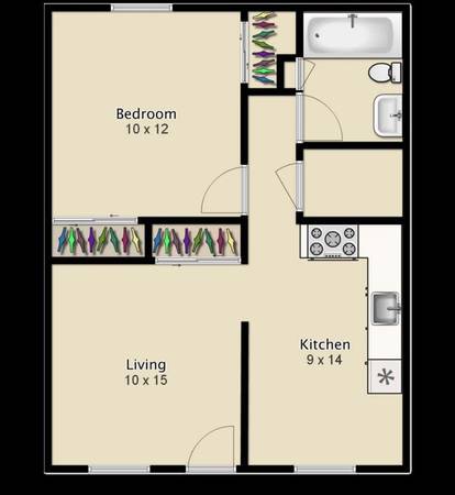 $750 / 1br - 450ft2 - 1 Bedroom Near Stadium (Stadium View II)63935966611714121