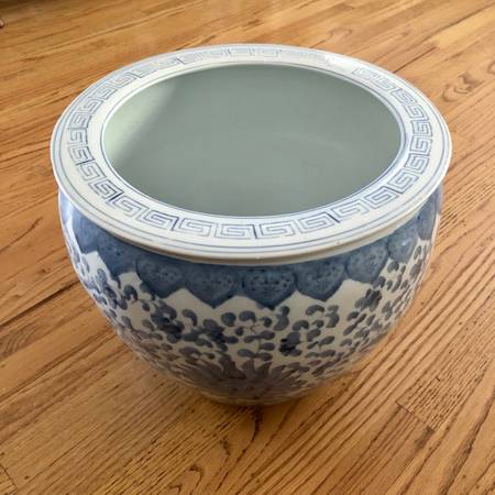 Extra Large Vintage Chinese Fishbowl Style Planter 1