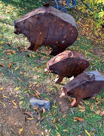 Javelinas pigs metal art sculptures statues 1