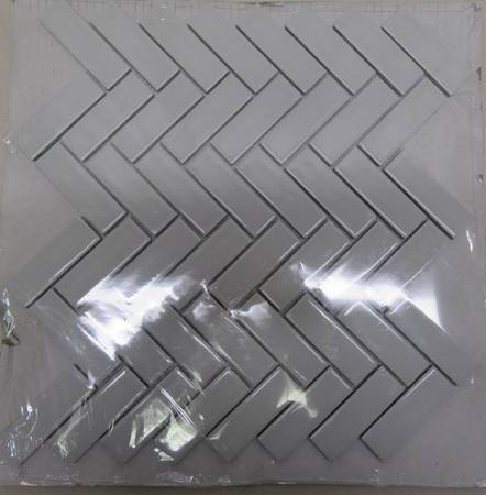 Case of Retro Herringbone Grey 12 x 10 x 6 mm Glossy Porcelain Tile 1