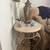 Round Rot Iron End Table, Custom Made, With Travertine Marble Top 5 thumbnail