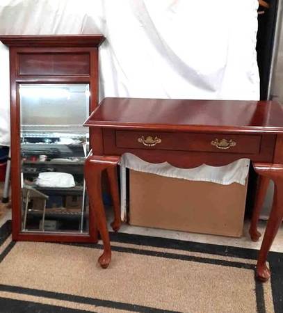 Corner console table,wall table, corner table, with hanging mirror 1