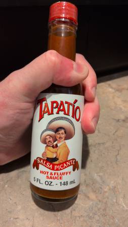 Fluffy tapatio hot sauce 1