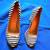 PAIR of MICHAEL KORS BLACK STRIPE FABRIC HIGH HEEL SHOE 7 thumbnail