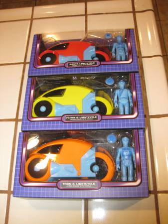 Disney Parks Tron Lightcycle Set Super7 ReAction Figures Red Yellow Or 1
