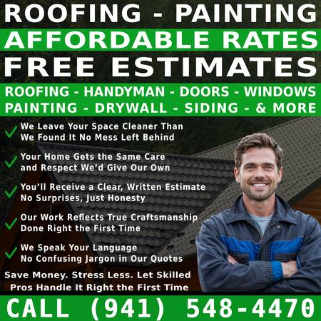 ✅✅ROOFING -- PAINTING -- HANDYMAN -- SKILL THAT SHOWS – - CALL TODAY 1