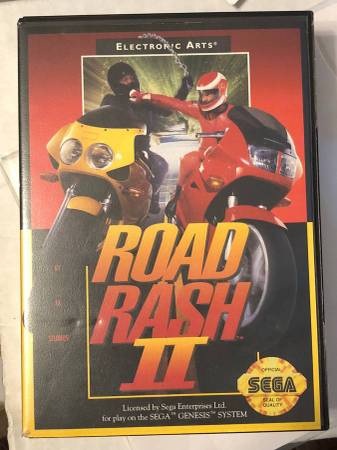1992 SEGA GENESIS "ROAD RASH II" GAME BOX & MANUAL 1