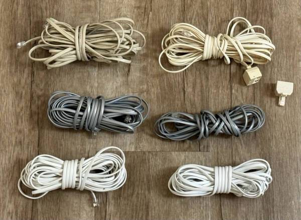 📞 6 Long Telephone Cords/Cables, 2 Phone/Fax Splitters (new) 1