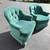 Vintage MCM Emerald Green Tufted Armchair Chairs On Wheels Casters Mid Century M 2 thumbnail