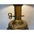 Vintage brass table lamp with a burlap style shade. Ornate base, finial key for 3 thumbnail