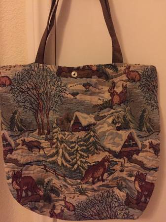 Winter Scene Tapestry Tote Bag 1