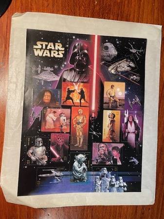 One Full Sheet Star Wars US Postal Stamps - Issued 2007 1