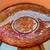 MCM 24K Gold Leaf Textured Glass Eye Shaped Ornate Console Bowl 17.5" L Art Deco 12 thumbnail