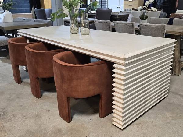 New! 94" Solid Wood Stacked Dining Table 1