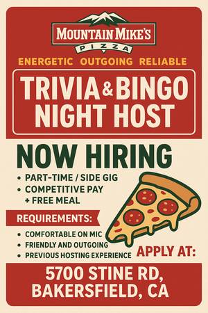 Trivia & Bingo Night Host at Mountain Mikes Pizza 🍕 (Bakersfield, CA) 1