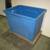 Blue plastic tub trash garbage cart on wood base with casters 1 thumbnail