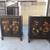 Pair of Antique Asian Rosewood black lacquer bone inlay side cabinets 1 thumbnail