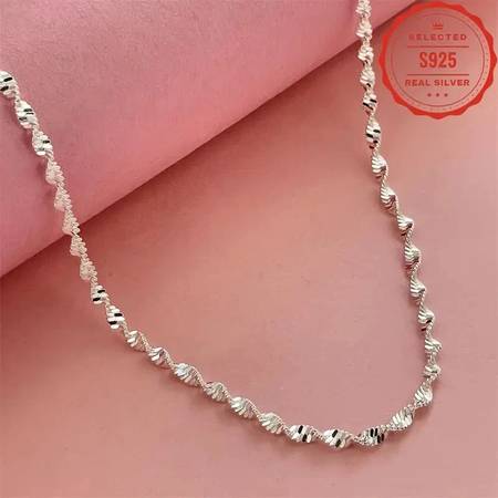 3MM x 16" Solid Italian Sterling Silver Diamond Cut Singapore Chain 1