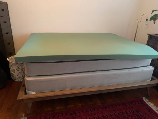 Free bed frame, box spring, mattress and topper 1