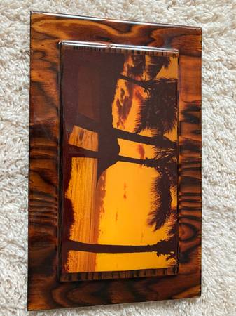Laminated wood sunset beach picture 1