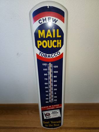 65+ Yr. Old Mail Pouch Chew Tobacco Wall Themometer Superb Cond. 1