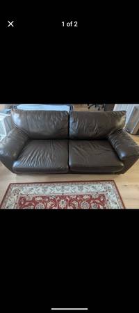 Sleeper pullout genuine leather couch 1