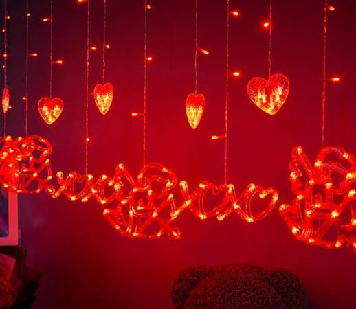 LOLStar Valentines Day Window LED Lights 12 Red Heart-Shaped decor 1
