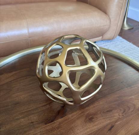 Gold Openwork Metal Decorative Orb / Sculpture – 8.5” 1