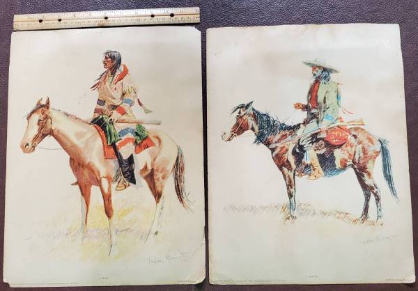 2 Frederic Remington Color Prints. Iconic western prints. Unframed 1
