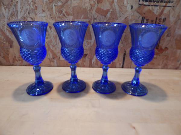 Blue Goblets (4 George and Martha Washington Goblets) 1