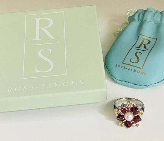 NEW Ring from Ross Simon Genuine Garnets, Citrine & Pearl 1