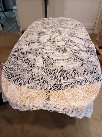 Large Hand Knitted Lace Tablecloth 1