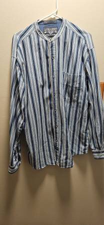 Coliseum Button Down Shirt Mens Size L Long Sleeve Blue Striped Cotton Pocket 1