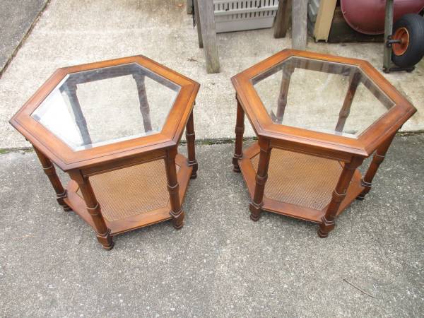 (2) End Tables--glass top 1