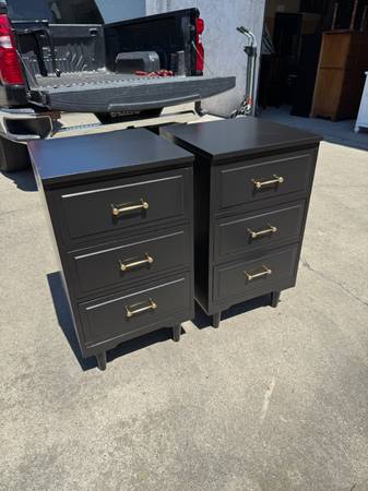 Tall solid wood mid-century 3 drawer nightstands 1