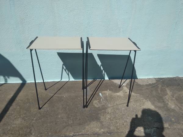 2 Vintage Modern Iron Hairpin Stacking TV Tray Table Side Plant Stand - $100 (san bruno)63436242169731122