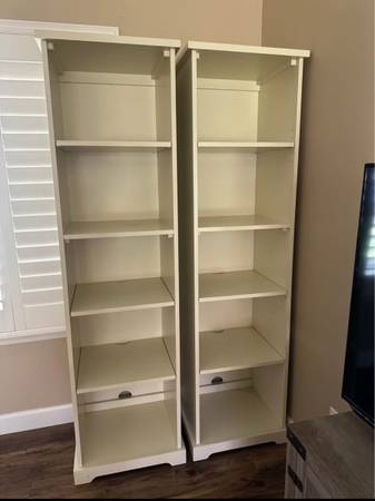 White Pottery Barn Samantha Bookcases…$185 Each 1