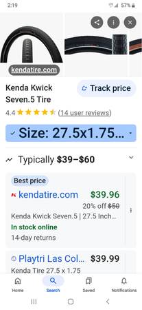 NEW Kenda "Quick 7"  27.5 inch tire - $30 (New Orleans)63436963551745123