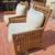 VINTAGE FONG BROTHERS - OUTDOOR LEATHER/RATTAN PATIO CHAIRS W/CASTERS 2 thumbnail