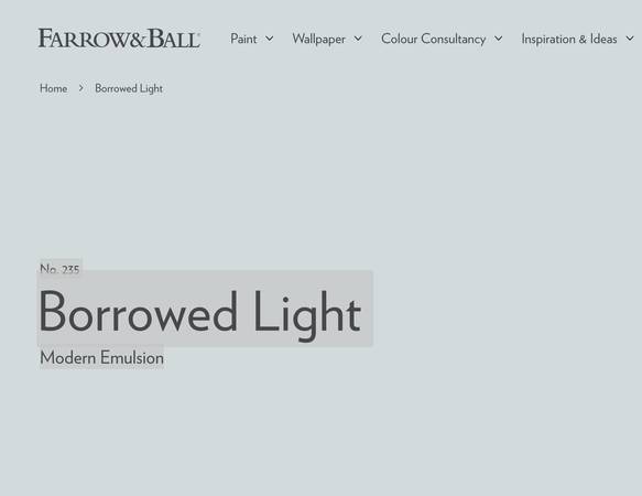 Farrow and Ball No. 235 Borrowed Light Modern Emulsion paint 1