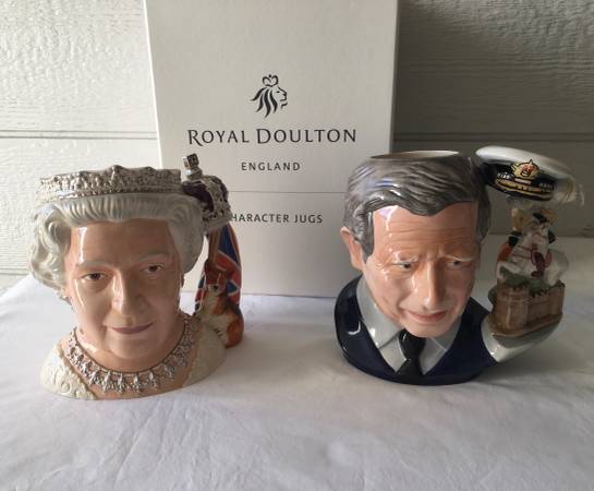 Queen Elizabeth II and Prince Charles Character Jugs 1