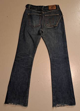 Fake London Genius Womens Jeans Sz 27 Embroidered Bull Terrier Chain - $30 (Lincoln Heights)63471470731523121