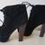 Women's Size 9 Black Velvet Lace Up High Heel Ankle Boots 3 thumbnail