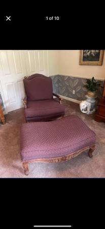 Ethan Allen Bergere “Harris” Chair & “Laurent” Ottoman 1
